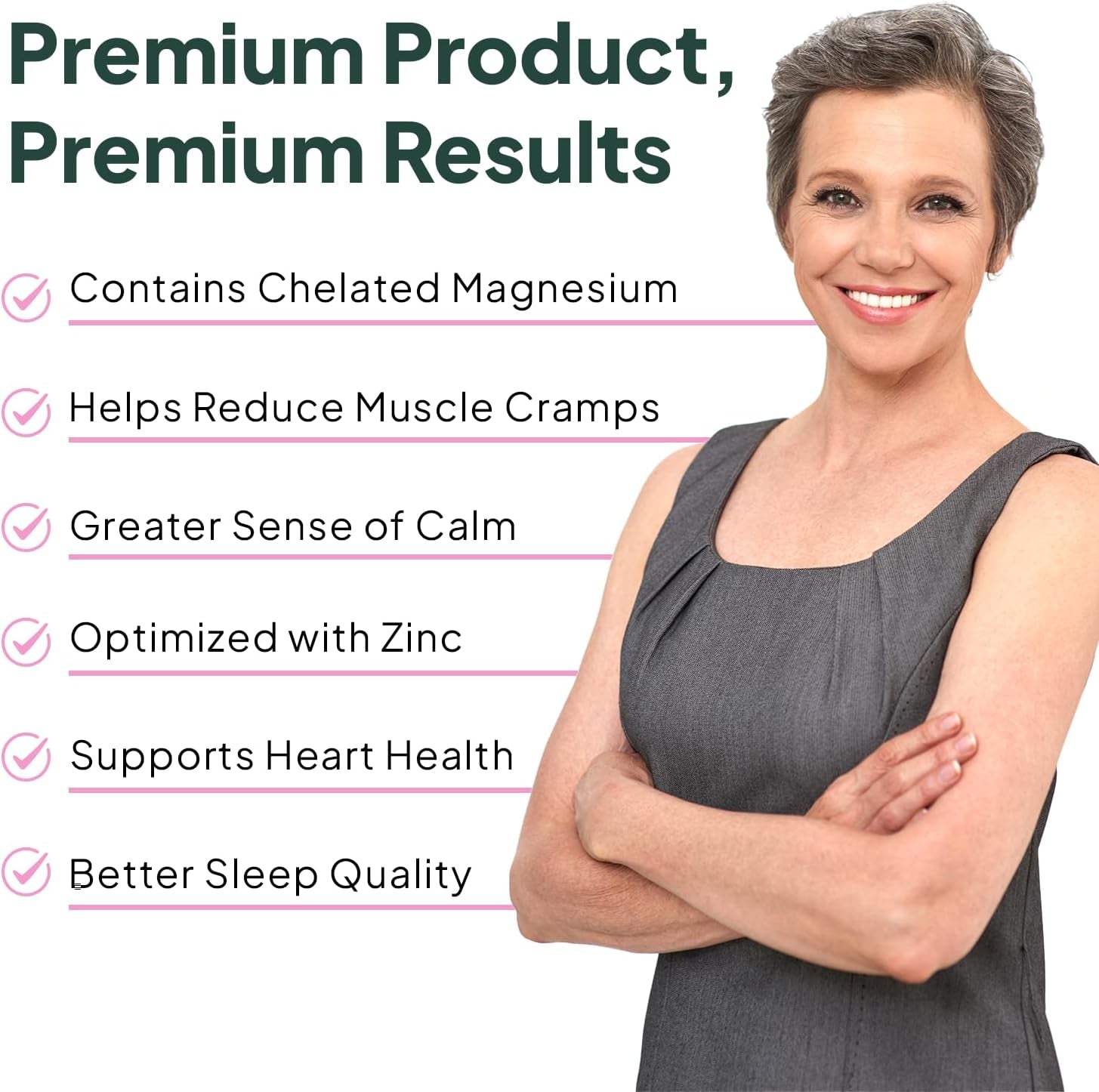 Pure Magnesium Glycinate with Zinc - Maximum Strength Chelated Magnesium Supplement for Women and Men for Muscle Cramps and Sleep Support - 90 Capsule